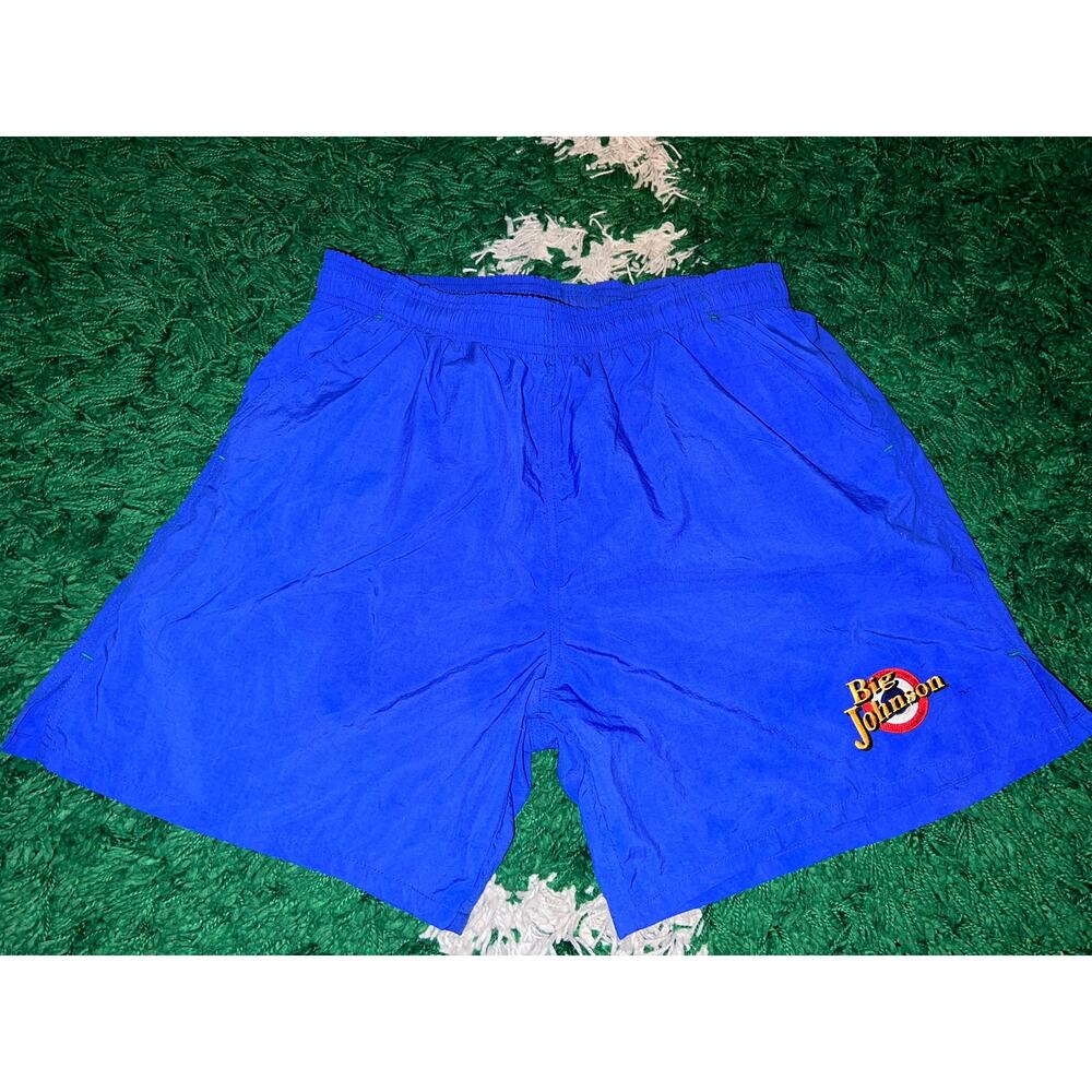 Vintage Big Johnson Nylon Blue Shorts Bottoms VTG L Large Rare